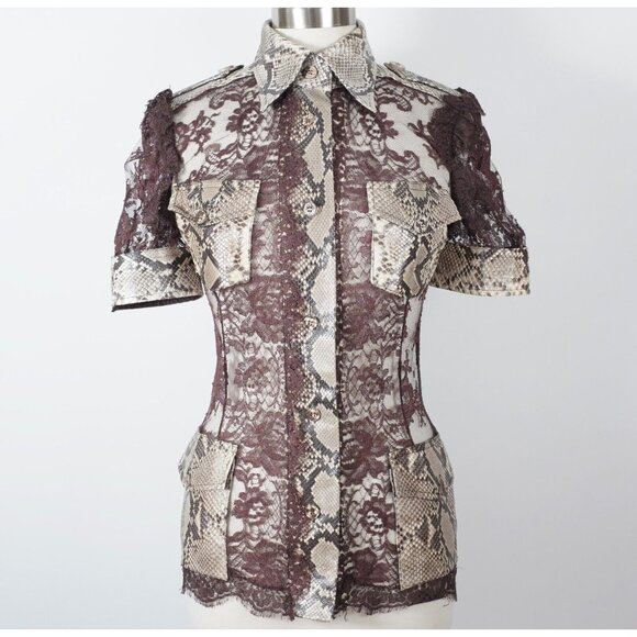 Dolce&Gabbana 42 US 6 python lace blouse jacket dress Sp 2005 snakeskin - Picture 1 of 16